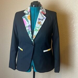 Revivify Denim & Handcrafted Rare Black Balenciaga trim Blazer Size 8